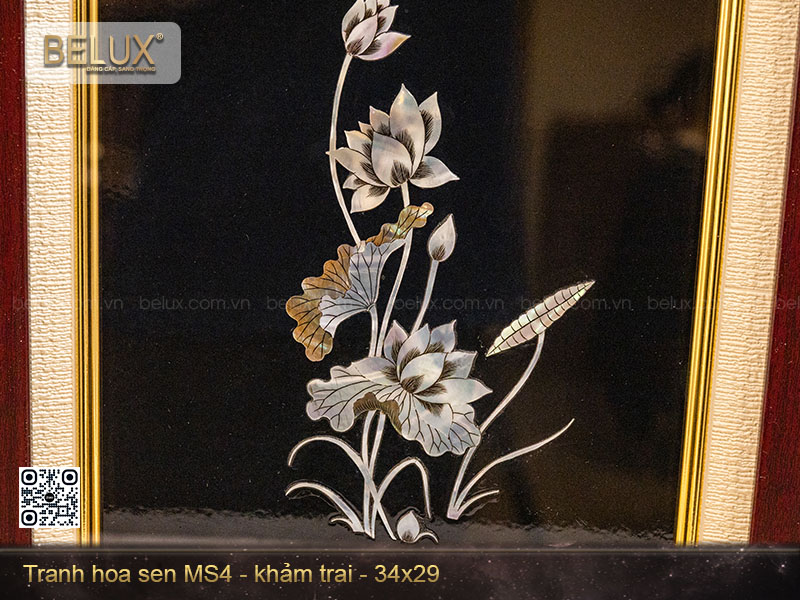 Tranh hoa sen khảm trai MS4 kt 34x29cm&nbsp;